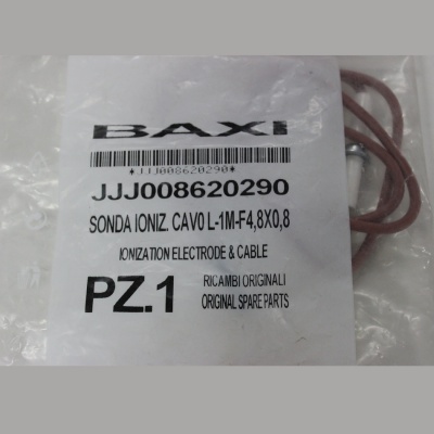 Электрод контроля пламени с кабелем Baxi (JJJ 8620290)  SLIM MONO запчасти для котлов Baxi, комплектующие для котельного оборудования Бакси